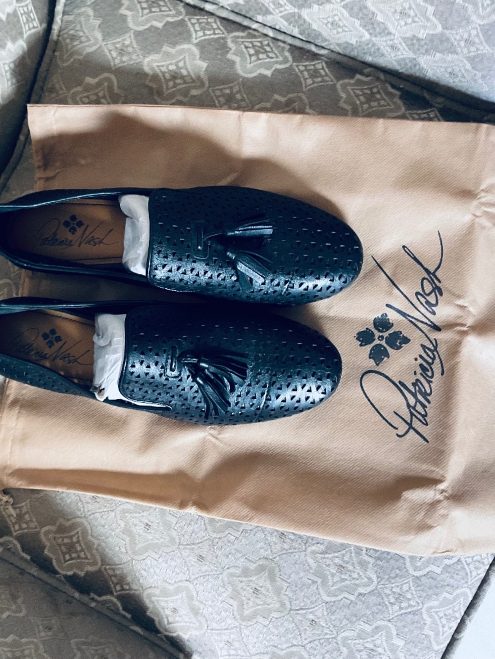 Patricia Nash Francesca Black Laser Cut Tassel Loafers Size 9 - NEW - Picture 7 of 8